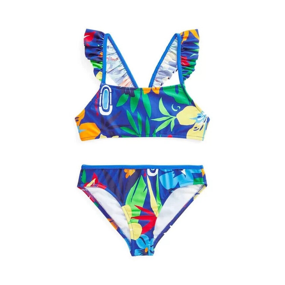 POLO RALPH LAUREN Girls Tropical Print Two Piece Swimsuit‎ Set Size 2T 2 Toddler